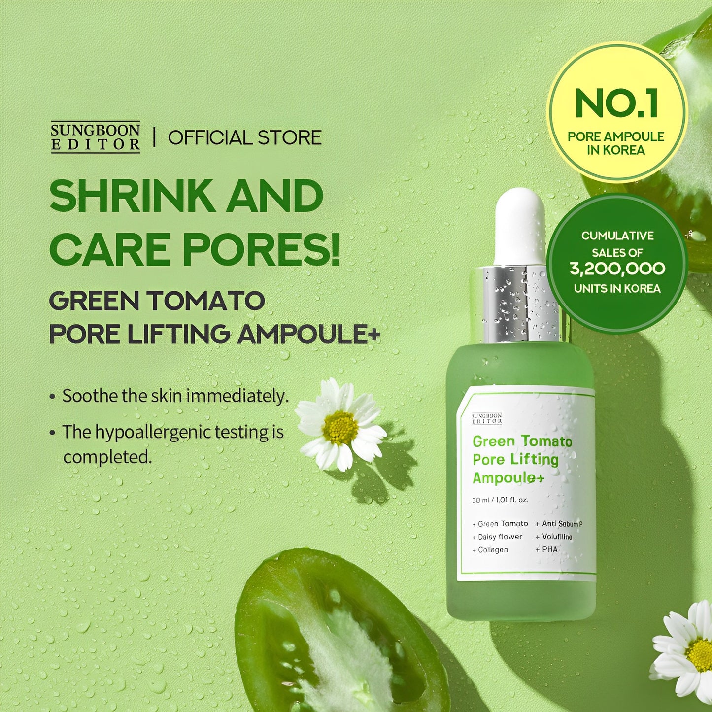 SUNGBOON EDITOR Green Tomato Pore Lifting Ampoule + 30mL