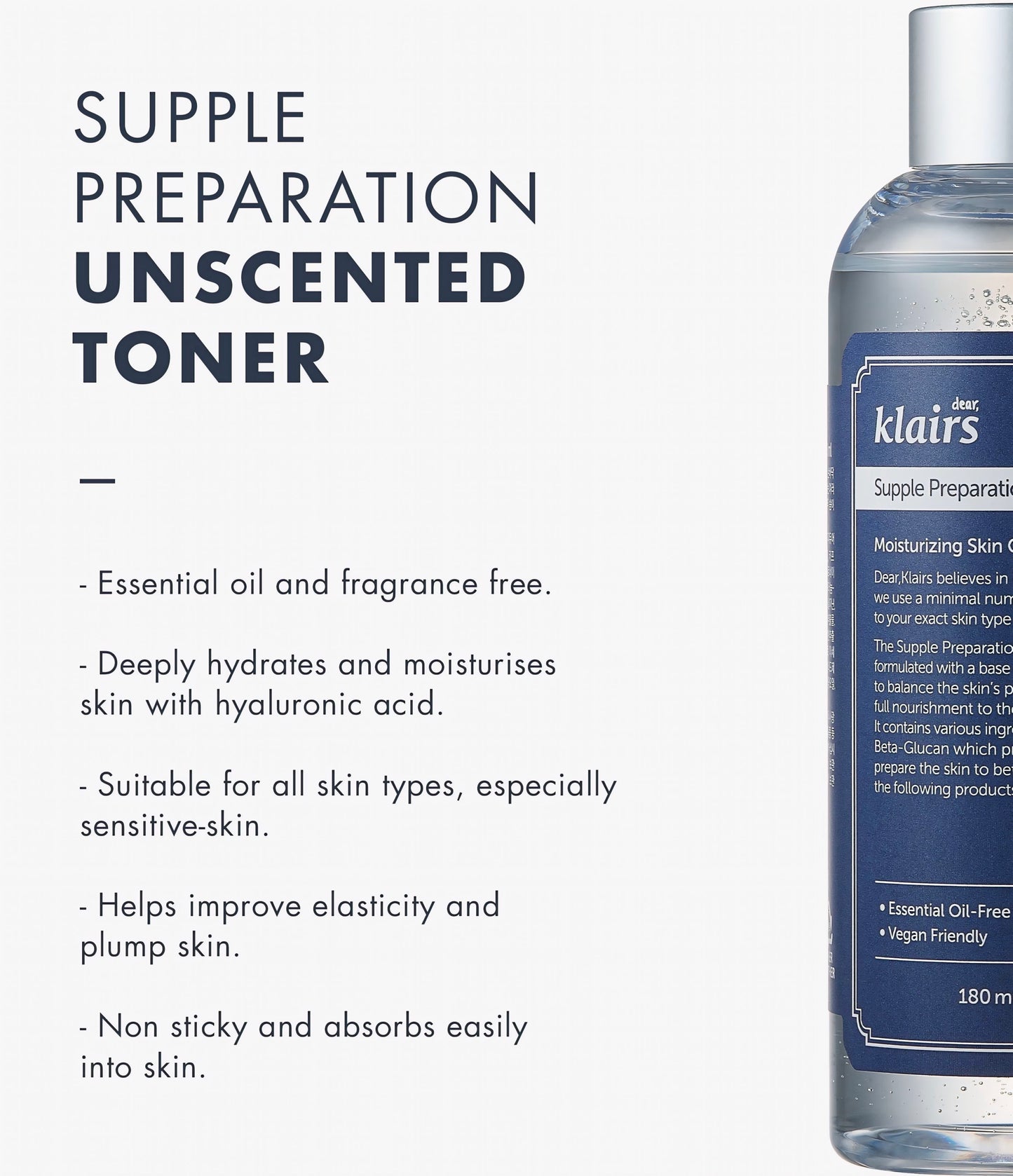 Dear, Klairs Supple Preparation Unscented Facial Toner (180ml)